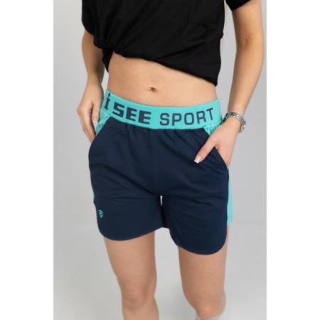 Women's shorts, size 50, dark blue color, turquoise