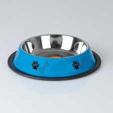 A bowl with a non -slip base color with a print, 475 ml, blue