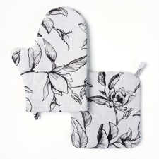 Set of kitchen. Dolyana Plant Leaves: mittens 20x27 cm, take 19x19 cm, 100% HL, 250 g/m2