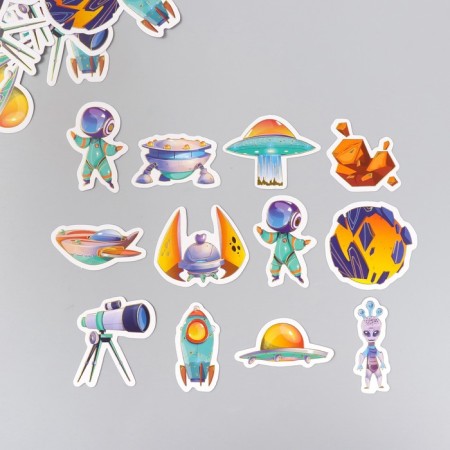 Stickers for creativity "Flying into space" embossing silver set 48 pcs 9x7x0.8 cm