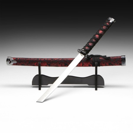 Souvenir weapon "Katana on the stand", black scabbard with a red pattern, 70cm