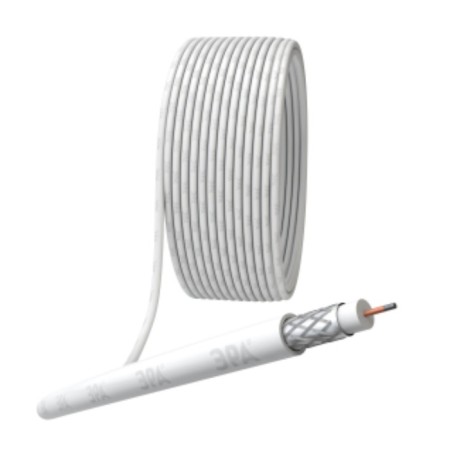 Coaxial cable RG-6U, 75 Ohms, CCS/(braid AL 64%), PVC, white color, bay 100 m, Simple