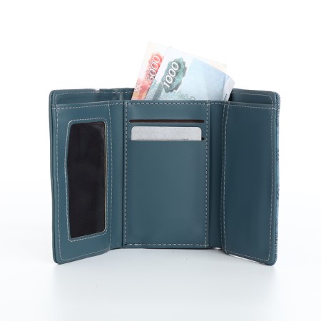 Women's wallet on magnets, blue color-5