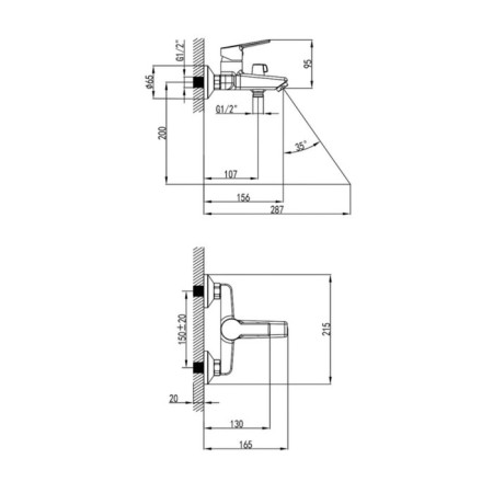 MILARDO STRIPE StRSB02M02 bath mixer, single -leaf, cast -pouring, chrome-2