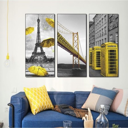 Sticker Plastic Interior triptych "attractions" set 3 sheets 29.5x61 cm