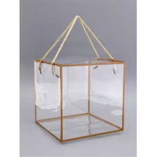 PET box with handles, gold, 21 x 21 x 21 cm