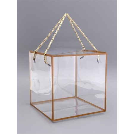 PET box with handles, gold, 21 x 21 x 21 cm