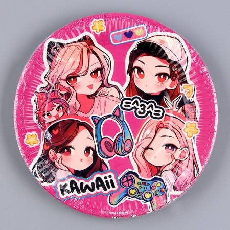 Disposable paper plate "anime", stickers 18 cm-5