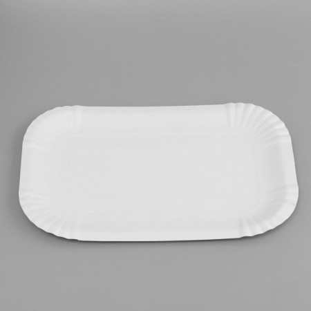 Disposable plate "white" rectangular, cardboard, 13 x 20 cm