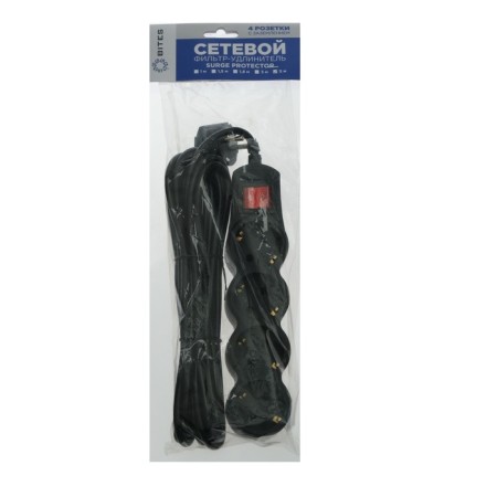 Network filter 5Bits SP4B-150 4S, 4 sockets, 5 m, 10 A, 3x0.75 mm2, with salary, with off., Black-2