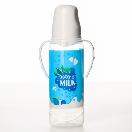 A bottle of feeding "Dairy cocktail", classic throat, 250 ml., 0 months, cylinder, with handles-2