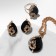 Set 3 objects: earrings, pendant, ring "drops", black and white color in gold, 40cm