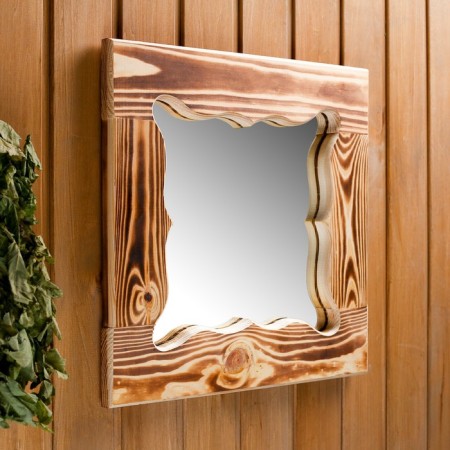 Carved mirror "butterfly", pine, burned, 40 × 40 cm-4