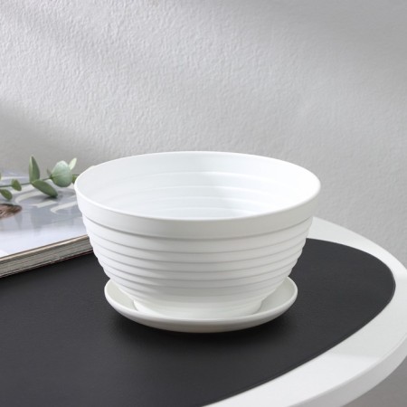 Pot for flowers with a subdone "Alice", 1 l, d = 17 cm, h = 10 cm, white color-1