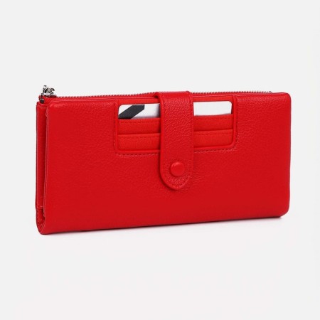 Women's wallet on the button, red color-2