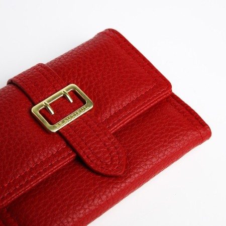 Women's wallet on the button, red color-2