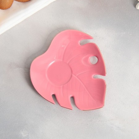 Tea couple ceramic "unique", a mug of 100 ml, a saucer 15x14 cm, pink color-6