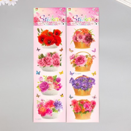 Stick Paper, Plastic "Basles with Flowers" MIX 43x12 cm-1