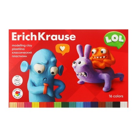 Plasticine 16 colors, 288 g, Erichkrause "Jolly Friends", with a stack, in cardboard packaging-1