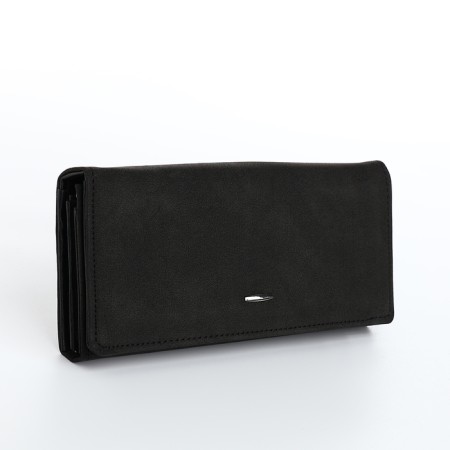 Women's wallet on the button, black color