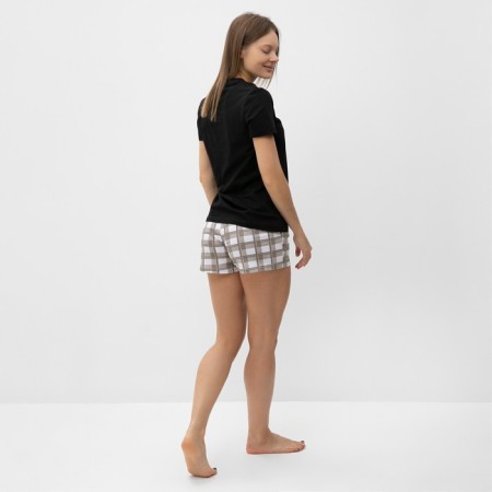 Homemade female set (T -shirt, shorts), black color, size 52-1