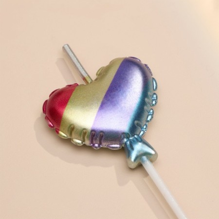Set of candles for the cake, 5 pcs "Air ball. Hearts", multi -colored-2