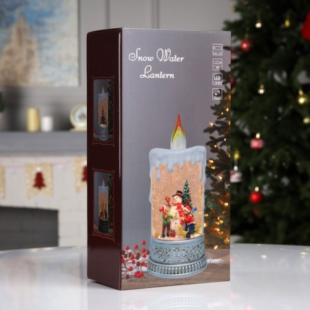 LED figure “Snow with a snowman” 13.8 × 30 × 8.4 cm, plastic, AAX3 batteries (not in the kit), USB, glow warm white-6