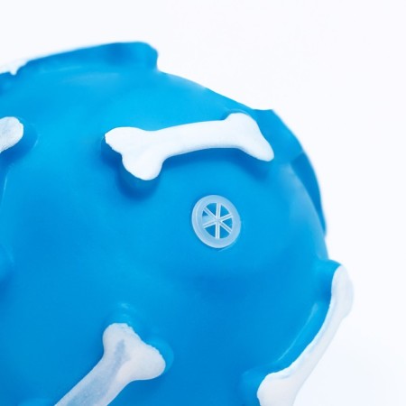 Brying toy "Ball with bones" for dogs, 8 cm, blue-1