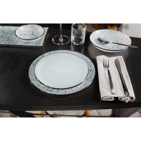 Black dining plate Magistro "marble", d = 20 cm, white color-2