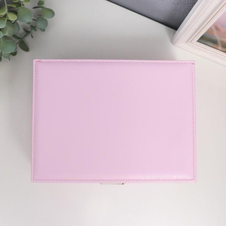 Casket to the leatherette for jewelry "Pale pink matte" 9x23x17 cm-3
