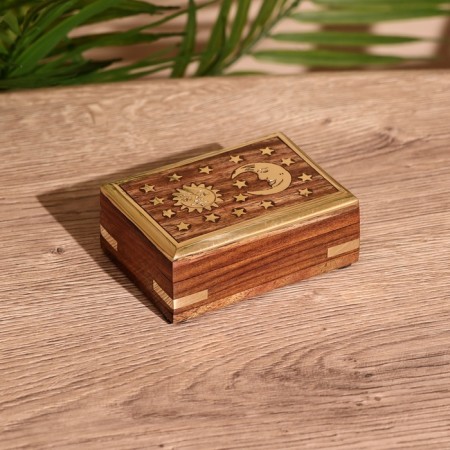 Casket "Day and Night" 9x6.5x4 cm, tree shisham