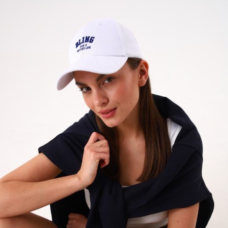 Women's cap, white color, rr 56-7
