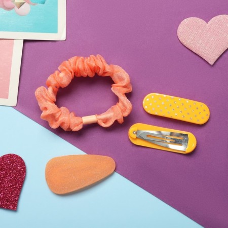 Hair set "Toliman" (1 elastic band-6 cm, 3 invisible- 5 cm) orange-2