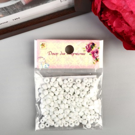Round beads 6/0 "White" 20 g-3