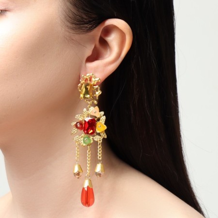 Hanging earrings "Flowering", colored in gold-2