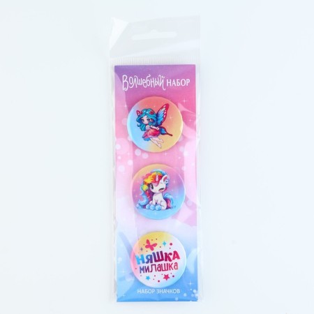Set of icons "Nyashka cutie", d = 38 mm, 3 pcs-9