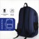 Youth backpack, 2 lightning departments, external pocket, with USB, blue color