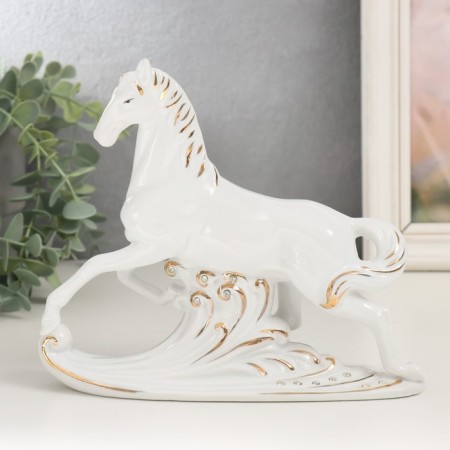 Souvenir ceramics "Arabic horse" White with gold 17.5x6x20.5 cm
