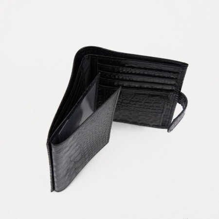 Male purse on the button, a department for car documents and passports, black color-5