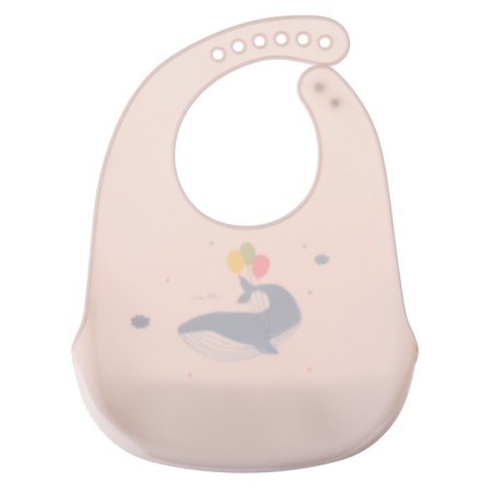 Silicone bib, on buttons, with a kit pocket, gray/white color-8