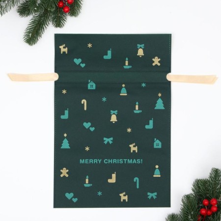 Gift bag "Christmas trifles" green, 27 x 40 cm-3