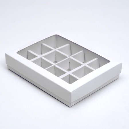 Box for sweets, 12 pcs, white, 19 x 15 x 3.5 cm, set 5 pcs.