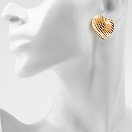Earrings Metal "Heart" leaf, color gold-3