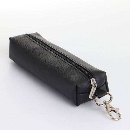 Key of zipper, length 16 cm, ring, carbine, black color