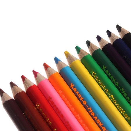 Pencils of 12 flowers "Kalyak-Malyak", three-sided, thick-2