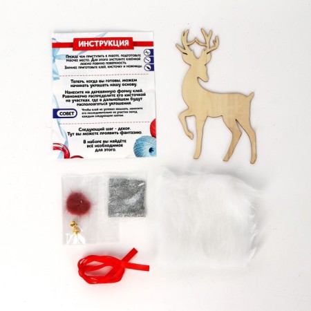 Set for creativity “Wooden Christmas tree toy with decor. Deer"-1