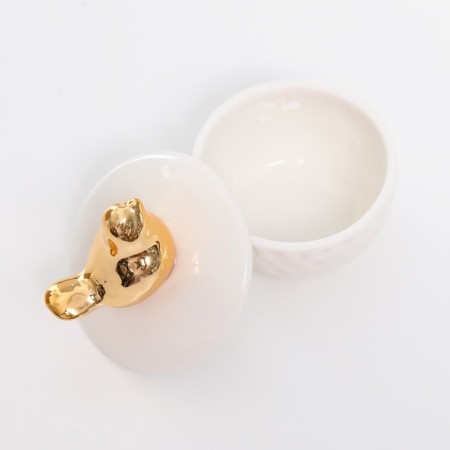 Coramics Coramics "Golden Bird" White 6.5x6.5x7 cm-3