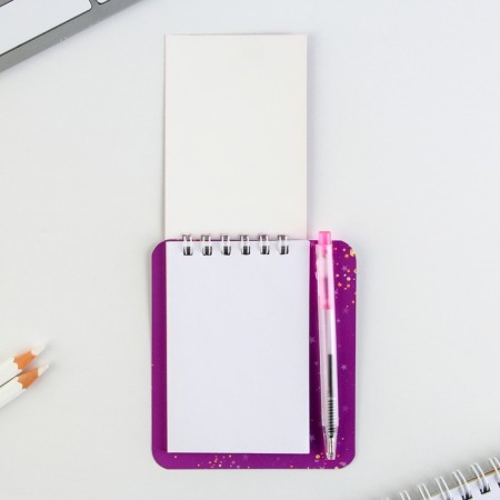 Set "for secretics" Notepad A7, 32 sheets, mini-hand Blue Paste, writing node 0.5 mm-4