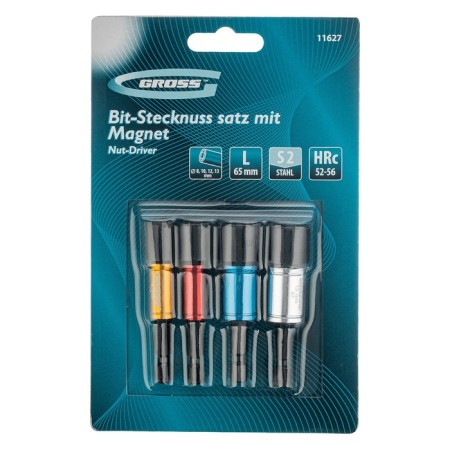 Gross 11627 bit set, with end heads 8, 10, 12, 13, 50 mm, steel S2-1