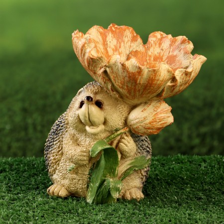 Garden figure - "Hedgehog with flower" 16cm